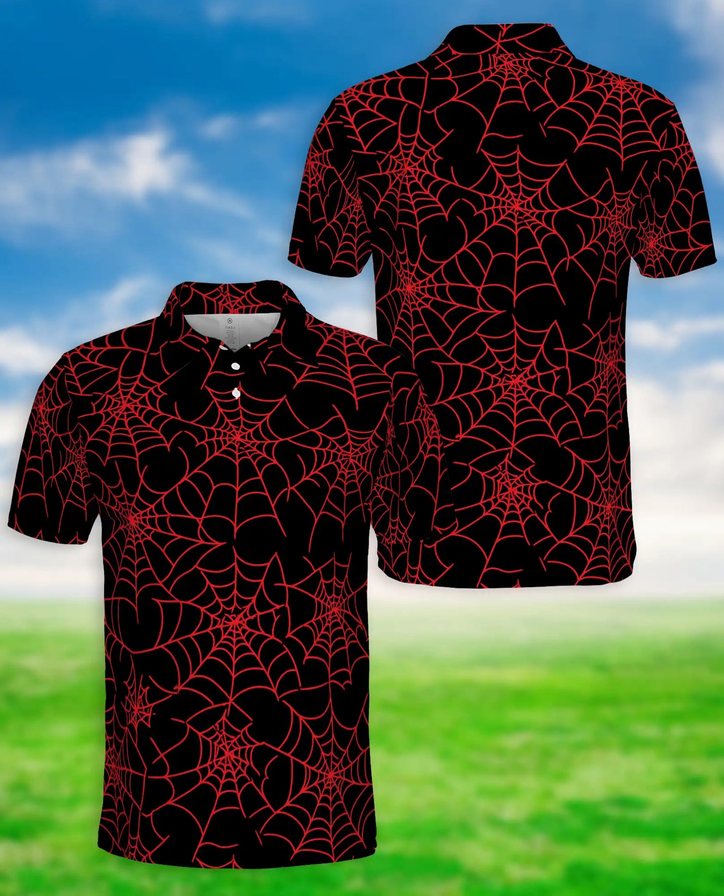 Spider Web Polo Shirt – Gothic Halloween Print | Netecom