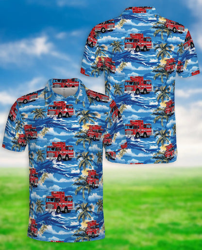 Fire Truck Polo Shirt – Tropical Ocean Print | Netecom