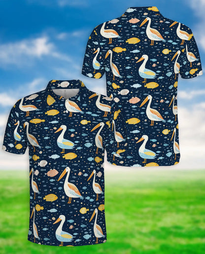 Pelican Ocean 3D Polo Shirt for Men – Coastal Marine Wildlife Style | Netecom