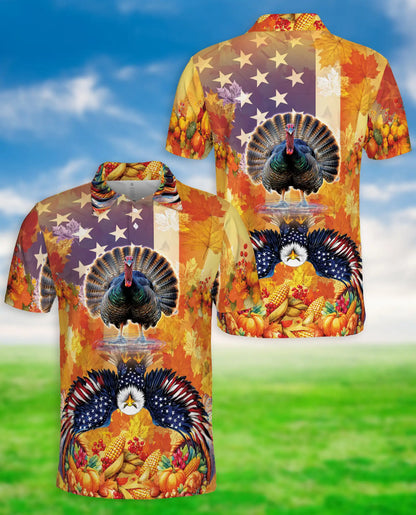 Patriotic Thanksgiving Turkey Polo Shirt for Men | Netecom