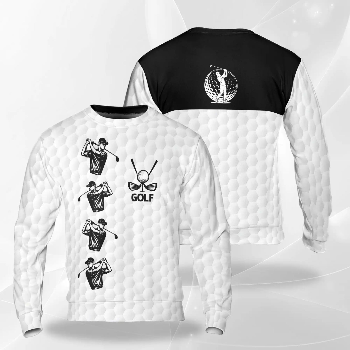 White Golf Ball Sweatshirt, 3D All Over Print Golf Sports Crewneck Pullover for Men Women, Golfer Gift - Netecom
