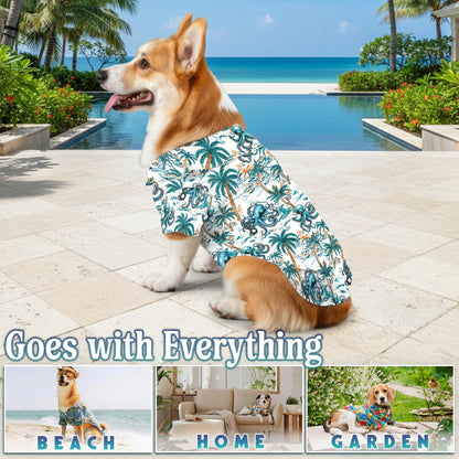 Netecom Octopus Hawaiian Shirt for Pet and Owner, Coordinated Aloha Summer Style for Dog and Human, Relaxed Beach Vacation Wear