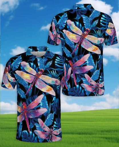 Dragonfly Tropical Polo Shirt for Men – Colorful Dragonfly Print | Netecom