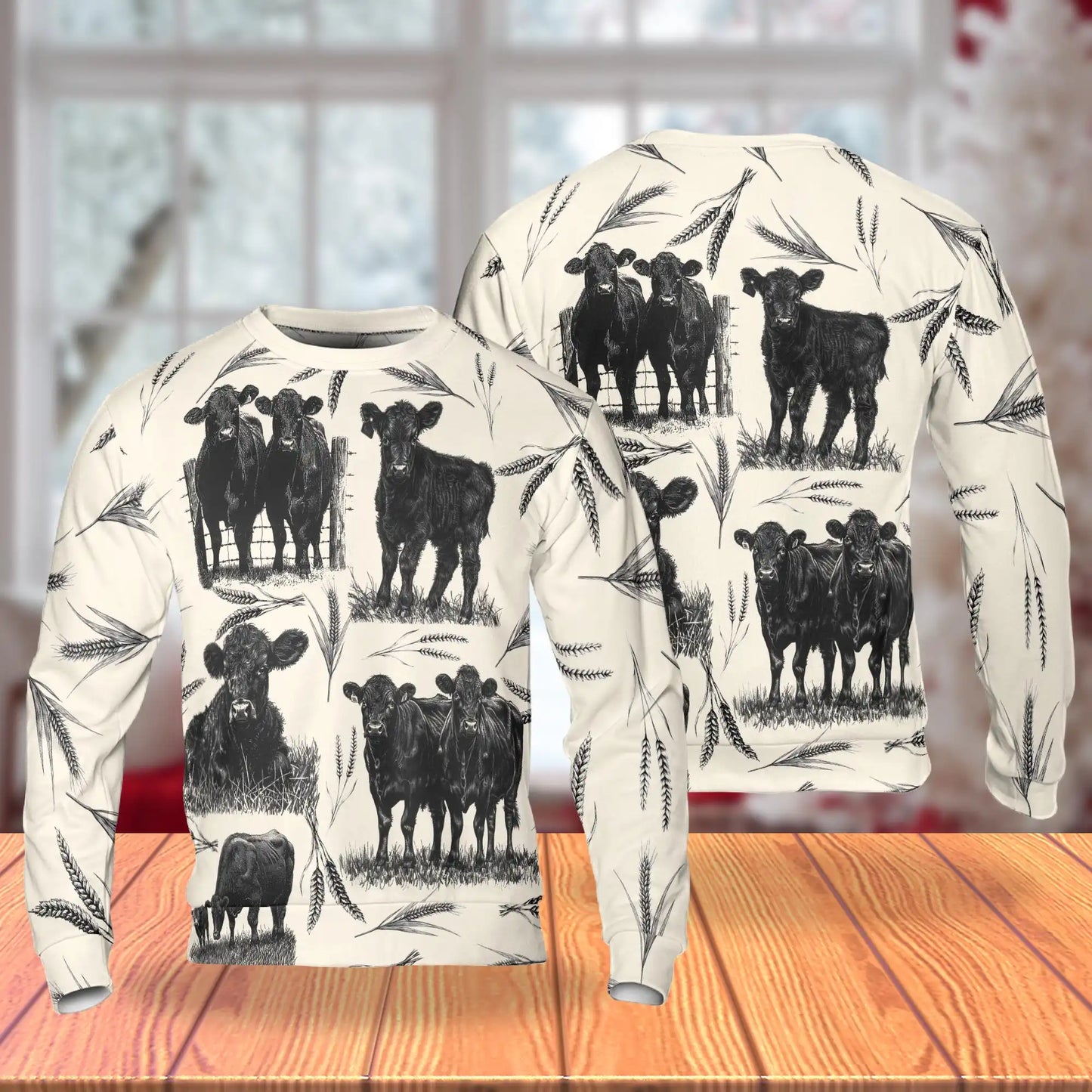 Vintage Cattle Farm Lovers Farmer Sweatshirt, 3D All Over Print Rustic Western Crewneck Pullover for Men Women, Farmer Gift - Netecom