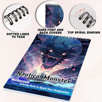 Nautical Monster Spiral Bound Coloring Book, Indulge in 30 Dazzling Coloring Pages, Fostering Focus and Creativity as You Confront the Terrifying Beasts of the Deep