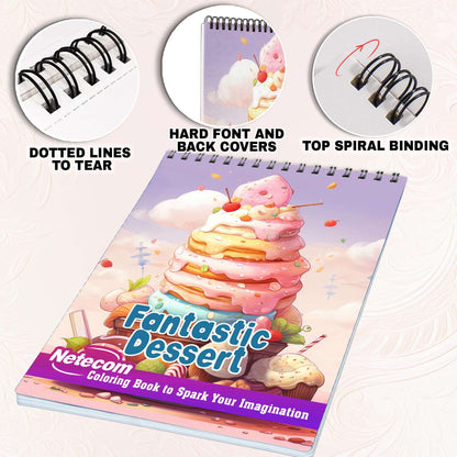 Fantastic Dessert Spiral Bound Coloring Book, Indulge in Your Imagination with 30 Enchanting Coloring Pages, Exploring the World of Fantastic Desserts