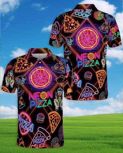 Neon Pizza Polo Shirt for Men – Colorful Food Lover Style | Netecom