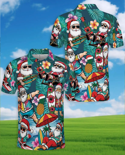 Tropical Santa Polo Shirt - Beach Christmas Surfing Holiday Design | Netecom