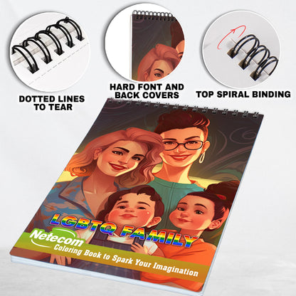 LGBTQ Family Spiral Bound Coloring Book, Explore 30 Intriguing Coloring Pages, Depicting LGBTQ Families with Their Unique Stories, Traditions, and Experiences