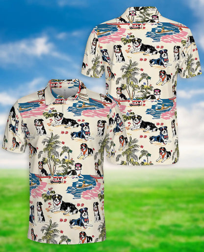 Australian Shepherd Dog Polo Shirt – Tropical Beach Print | Netecom