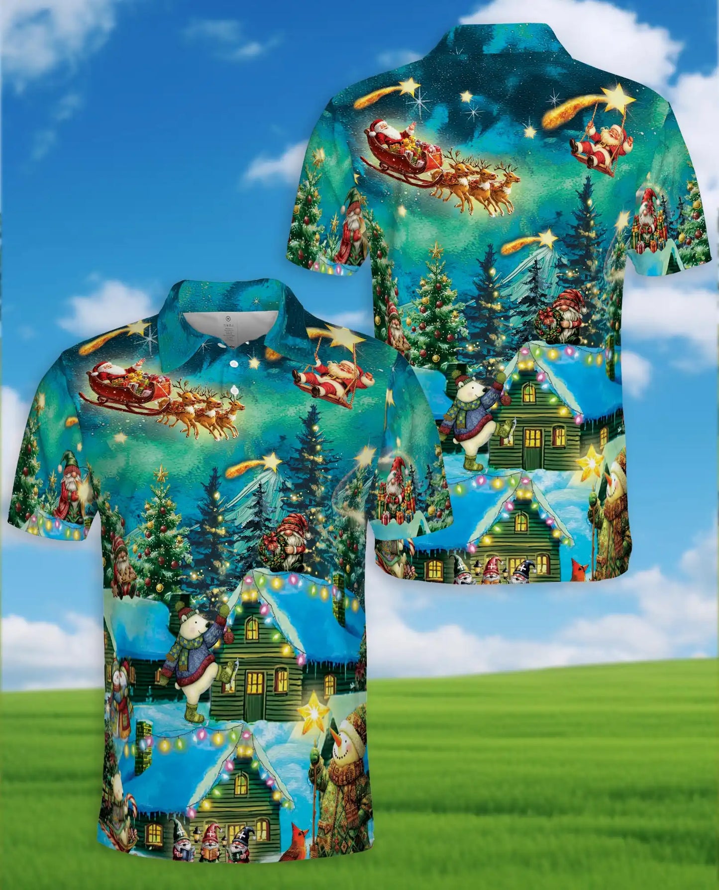 Christmas Holiday Polo Shirt for Men – The Magical Night Design | Netecom