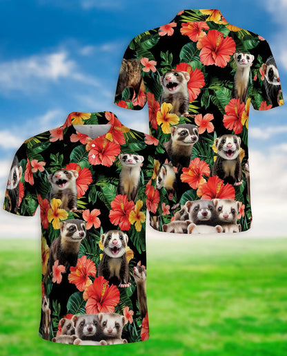 Ferret Hawaiian Polo Shirt – Tropical Floral Style | Netecom