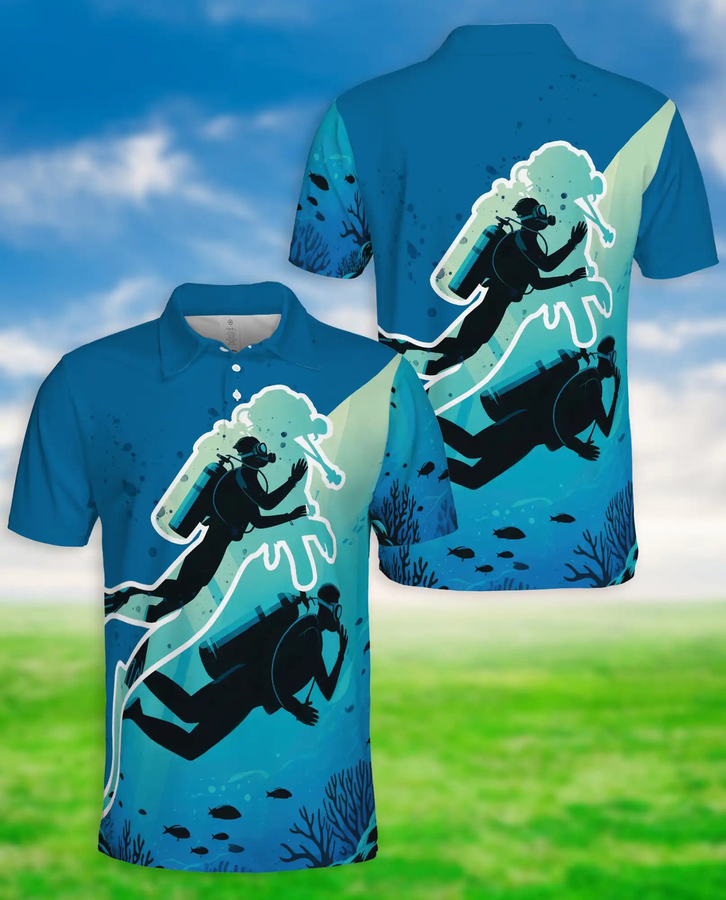 Scuba Diving Polo Shirt for Men-Underwater Ocean Diver Shirt | Netecom