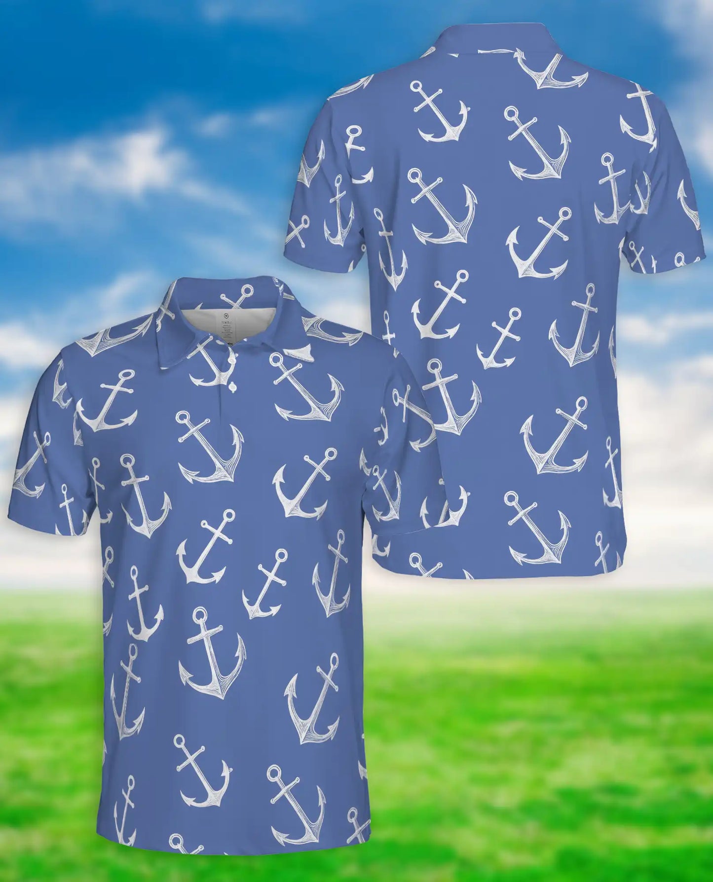 Nautical Anchor Polo Shirt – Coastal Ocean Print | Netecom