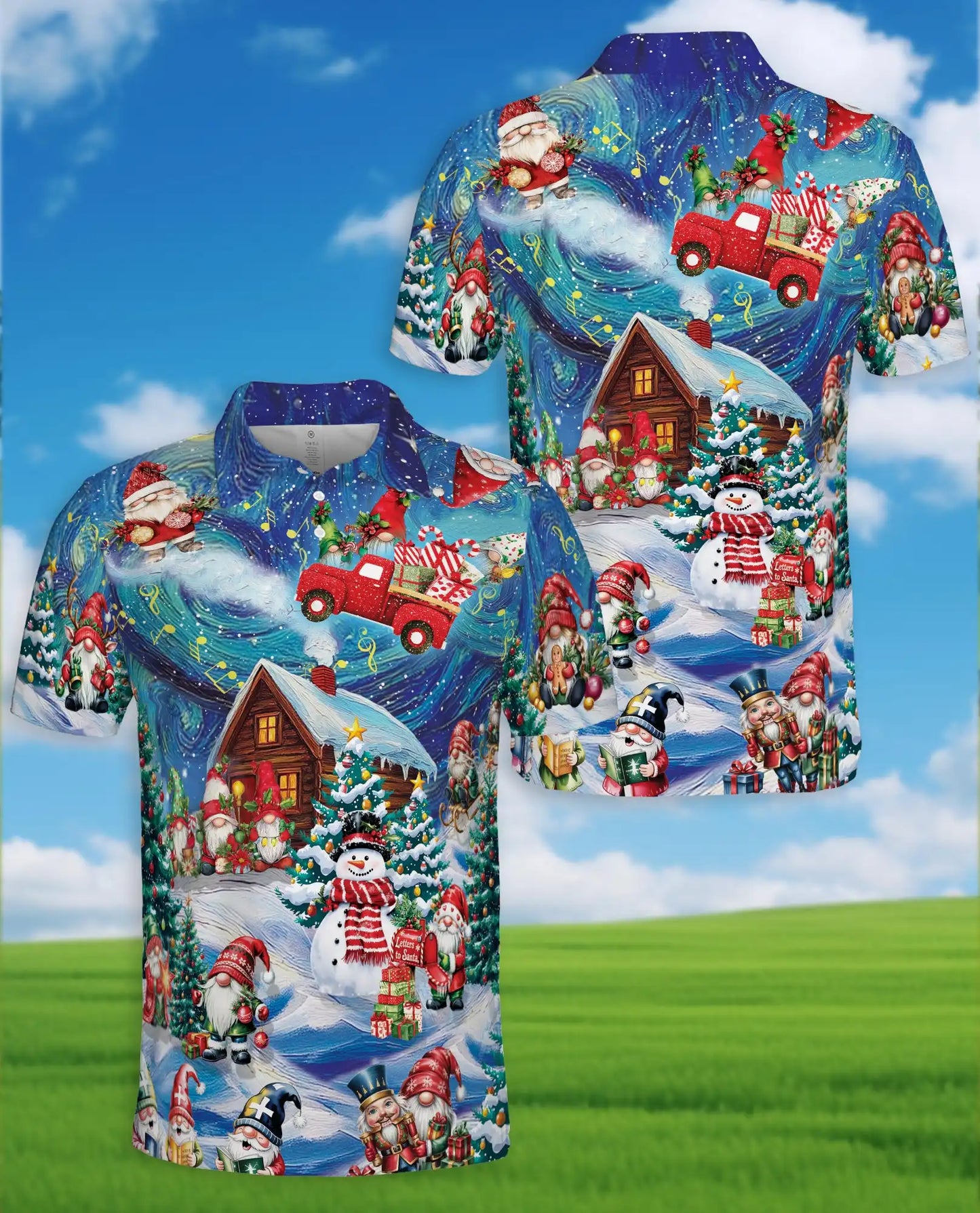 Christmas Gnome Polo Shirt – Winter Holiday Print | Netecom