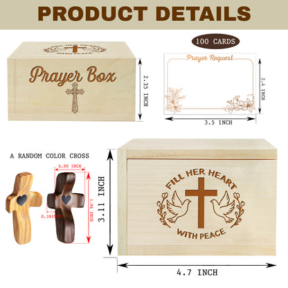 Netecom Prayer Box for Mom with 100 Prayer Request Cards & Wooden Cross – Christian Faith Gift from Daughter or Son, Meaningful Religious Keepsake