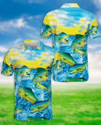 Mahi Mahi Fishing 3D Polo Shirt for Men – Tropical Ocean Angler Style | Netecom