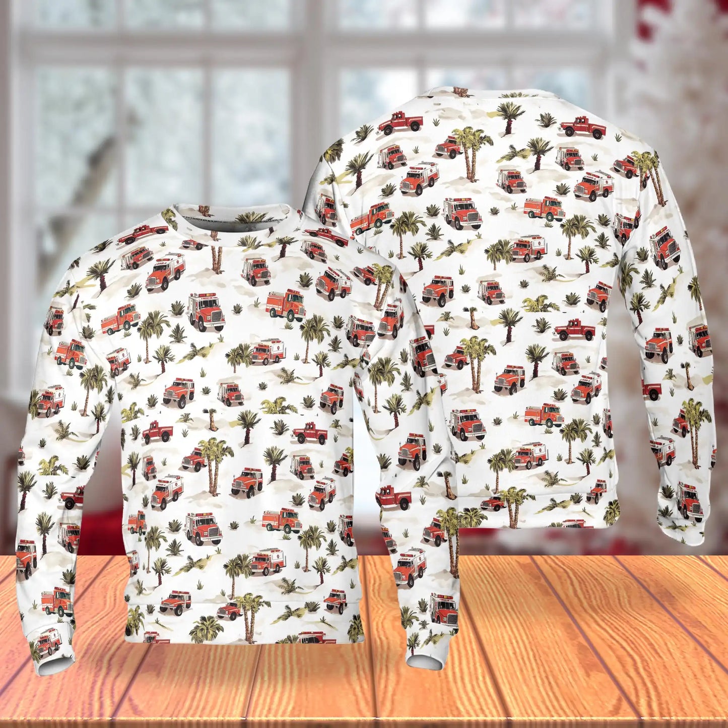 Fire Truck Ambulance Sweatshirt, 3D All Over Print Emergency Rescue Crewneck Pullover for Men Women, First Responder Gift - Netecom