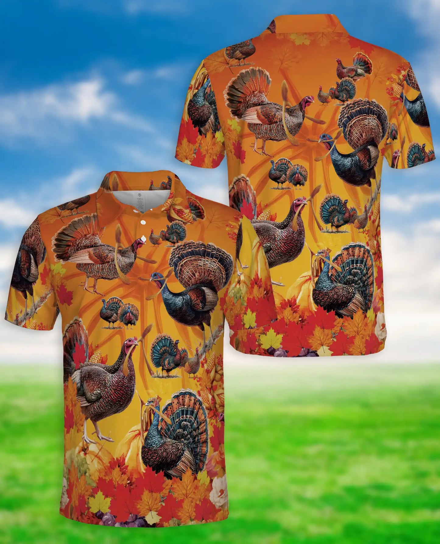 Thanksgiving Turkey Hawaiian Polo Shirt for Men | Netecom