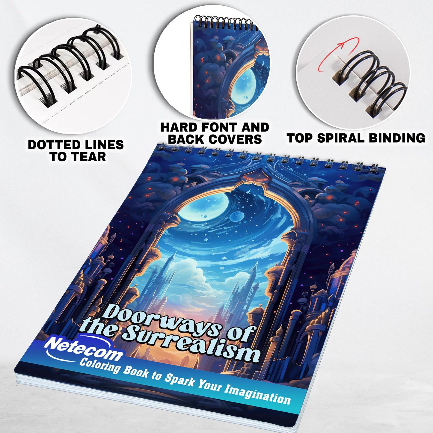 Doorways of the Surrealism Spiral Bound Coloring Book, Embark on a Journey with 30 Captivating Coloring Pages of Doorways of Surrealism, Where Artistry Flourishes.