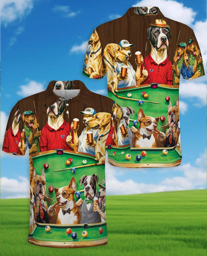 Billiard Vintage Dogs Polo Shirt for Men – Funny Pool Player Style | Netecom