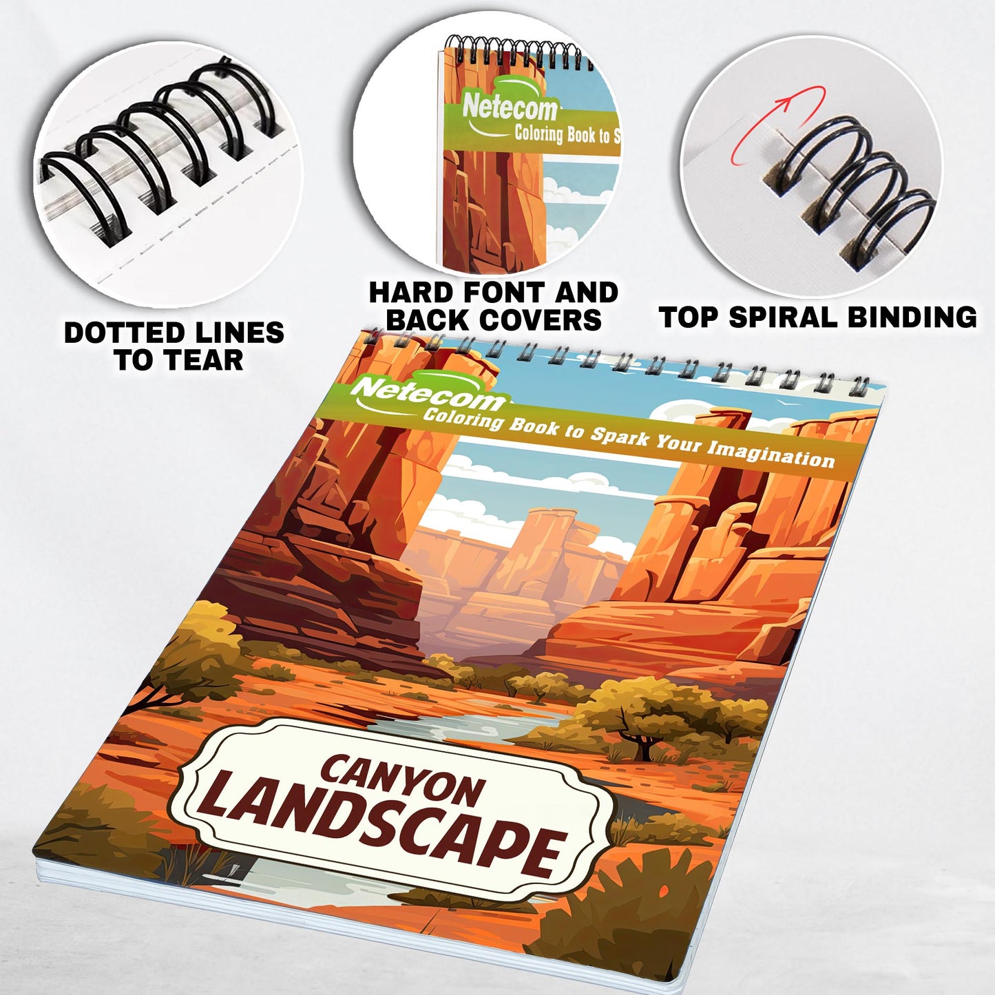 Canyon Landscape Spiral Bound Coloring Book, Discover the Beauty of Nature's Masterpieces with 30 Exquisite Coloring Pages that Showcase the Majestic Canyons and their Unique Features