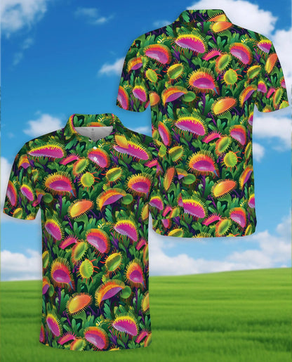 Venus Flytrap Polo Shirt for Men – Carnivorous Plant Art | Netecom