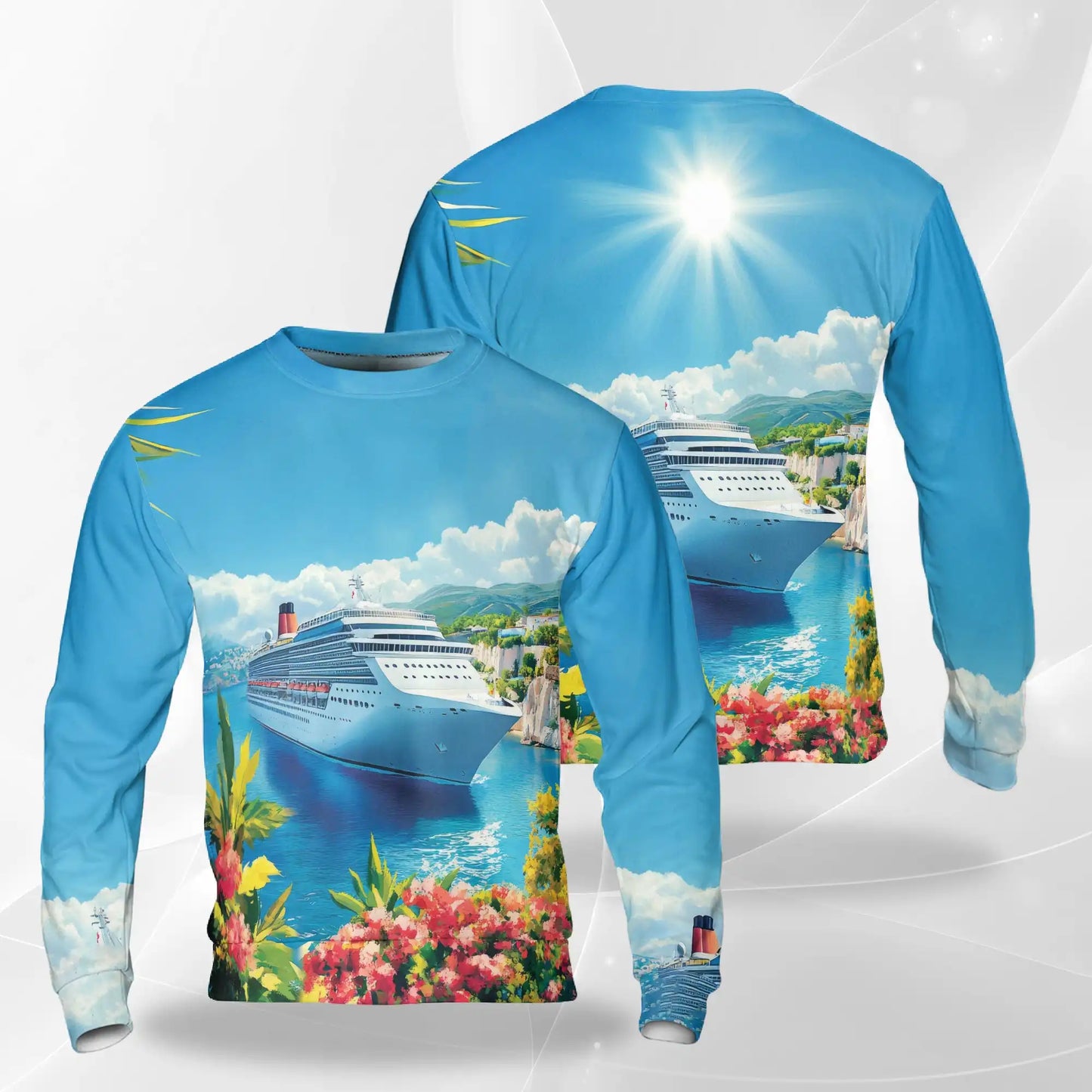 Cruise Ship Sweatshirt, 3D All Over Print Ocean Travel Crewneck Pullover for Men Women, Cruise Vacation Lover Gift - Netecom
