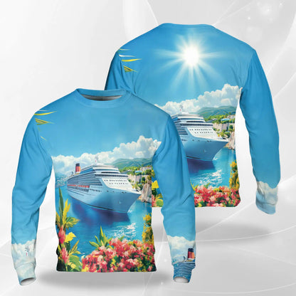 Cruise Ship Sweatshirt, 3D All Over Print Ocean Travel Crewneck Pullover for Men Women, Cruise Vacation Lover Gift - Netecom