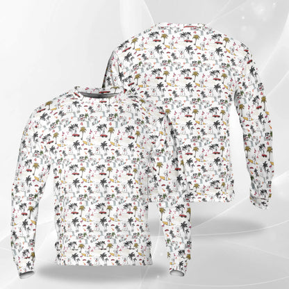 White Terrier Tropical Sweatshirt, 3D All Over Print Beach Dog Crewneck Pullover for Men Women, Terrier Lover Gift - Netecom