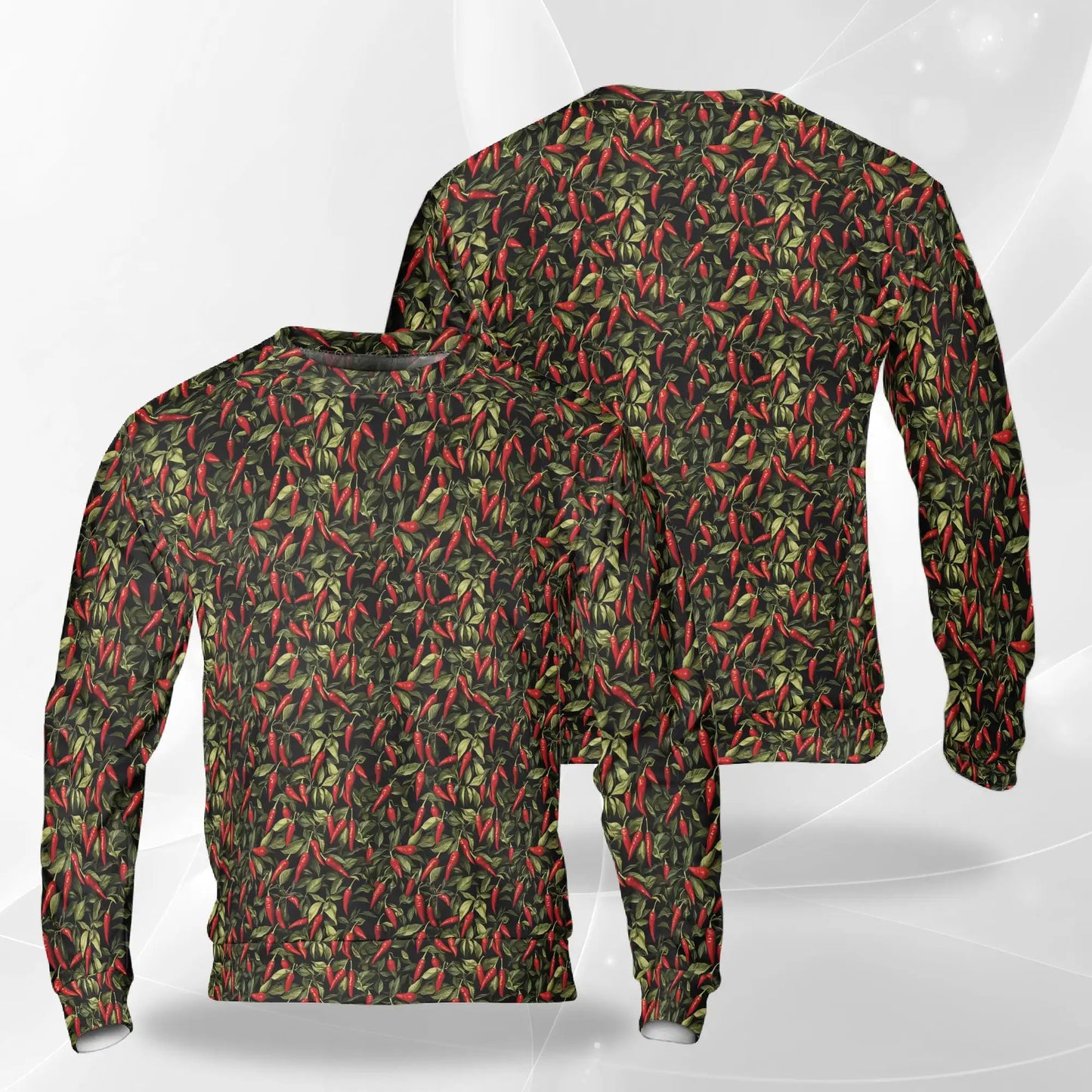 Chili Pepper Pattern Sweatshirt, 3D All Over Print Spicy Food Crewneck Pullover for Men Women, Hot Sauce Lover Gift - Netecom