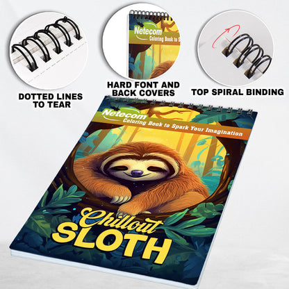 Chillout Sloth Spiral Bound Coloring Book, Unleash Your Creativity with 30 Chilled-out Sloth Coloring Pages for a Relaxing and Inspiring Coloring Adventure