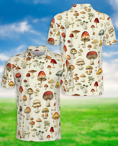 Mushroom Botanical Polo Shirt – Vintage Nature Print | Netecom