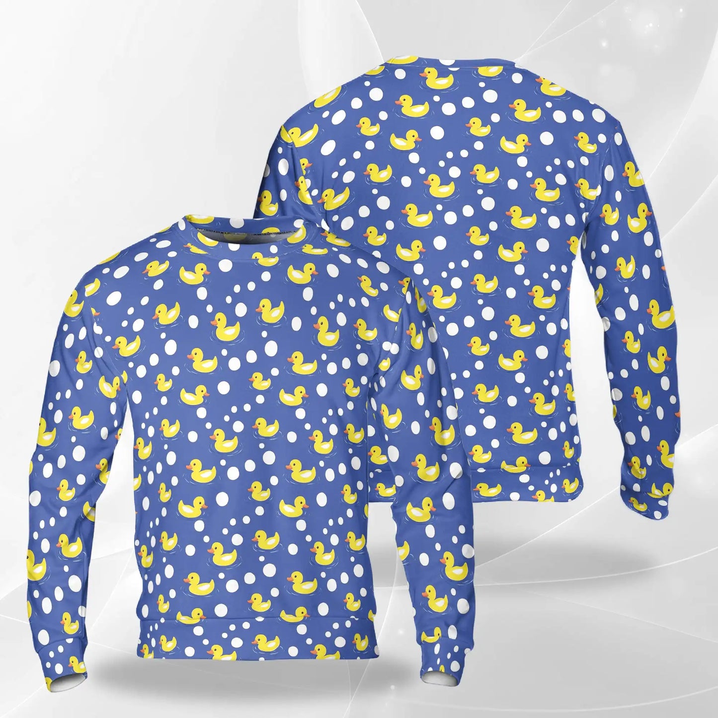 Rubber Ducks and Bubbles Sweatshirt, 3D All Over Print Cute Bath Duck Crewneck Pullover for Men Women, Duck Lover Gift - Netecom
