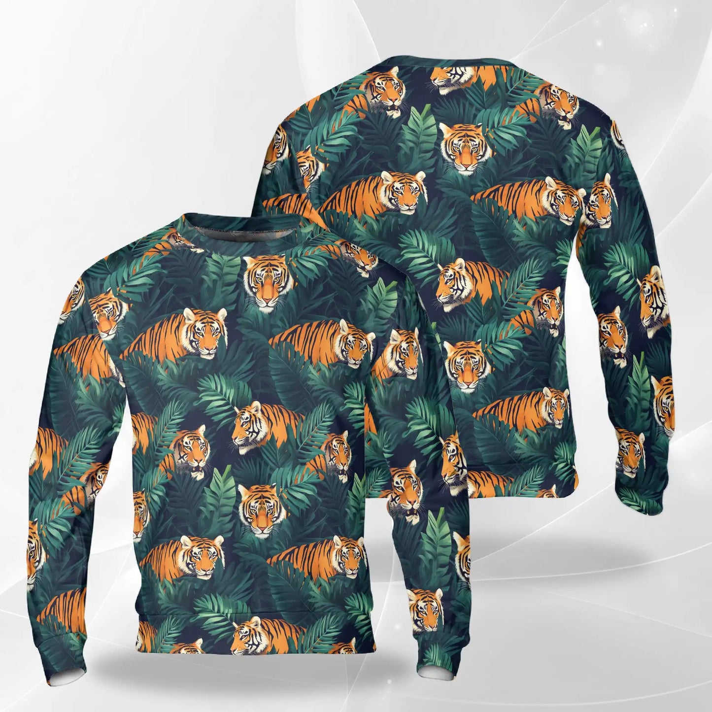 Amazing Tiger Sweatshirt, 3D All Over Print Wild Animal Crewneck Pullover for Men Women, Tiger Lover Gift - Netecom