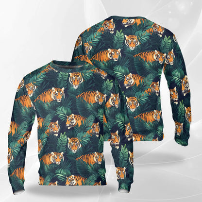 Amazing Tiger Sweatshirt, 3D All Over Print Wild Animal Crewneck Pullover for Men Women, Tiger Lover Gift - Netecom