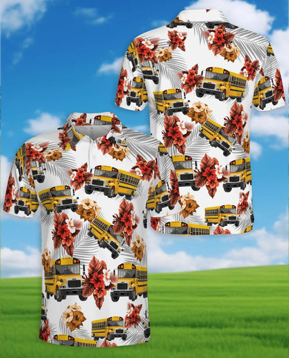 Yellow School Bus 3D Polo Shirt for Men – Summer Hawaiian | Netecom