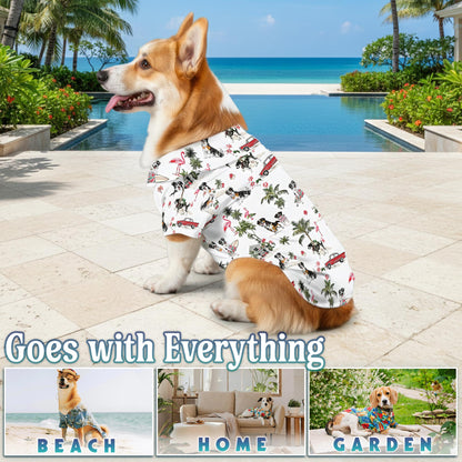 Netecom Matching Tropical Australian Shepherd Aloha Hawaiian Shirt for Dog and Owner, Aloha Summer Shirt, Dog Breed Tropical Print Outfit for Pet and Human, Beach Vacation Casual Wear