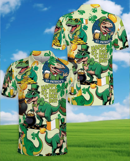 St. Patrick's Day Dinosaur Polo Shirt for Men – Funny Irish Holiday Style | Netecom