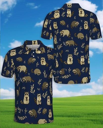 Raccoon Pattern Polo Shirt for Men – Cute Wildlife Animal Style | Netecom