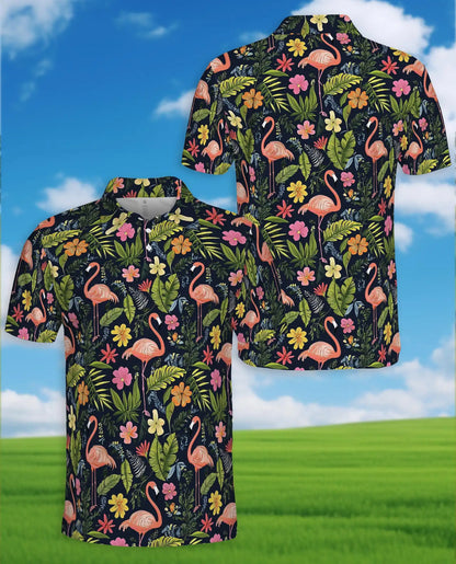 Flamingo Floral Polo Shirt – Tropical Summer Style | Netecom