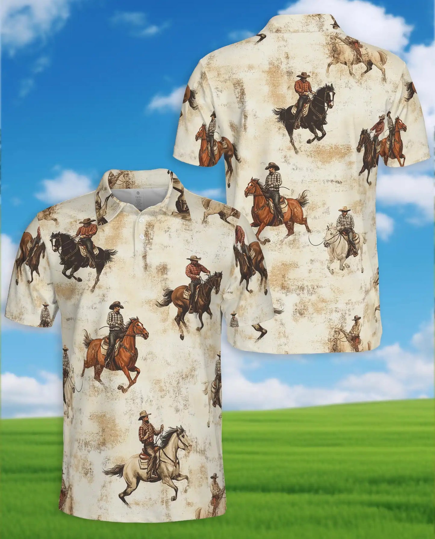 Cowboy Horse Riding Polo Shirt - Vintage Western Ranch Style | Netecom