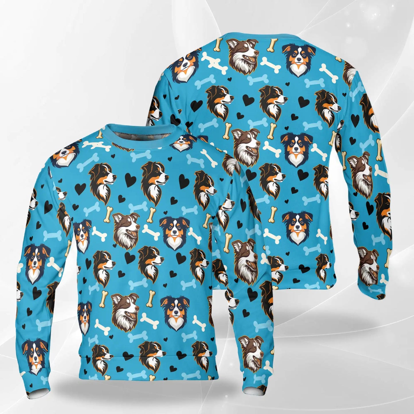 Australian Shepherd Sweatshirt, 3D All Over Print Aussie Dog Crewneck Pullover for Men Women, Australian Shepherd Lover Gift - Netecom