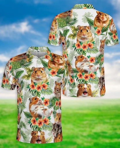 Hamster Polo Shirt – Tropical Hibiscus Pet Print | Netecom