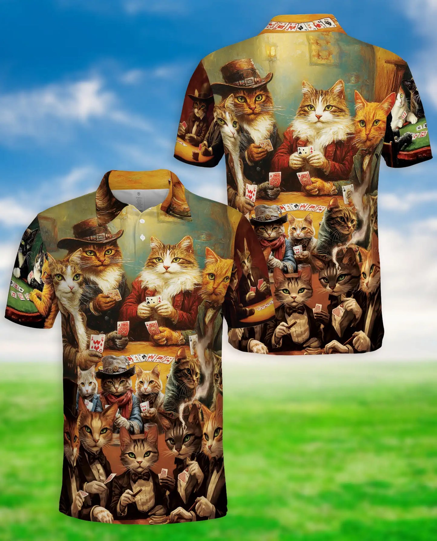 Cowboy Cat Polo Shirt – Playing Cards Western Print | Netecom