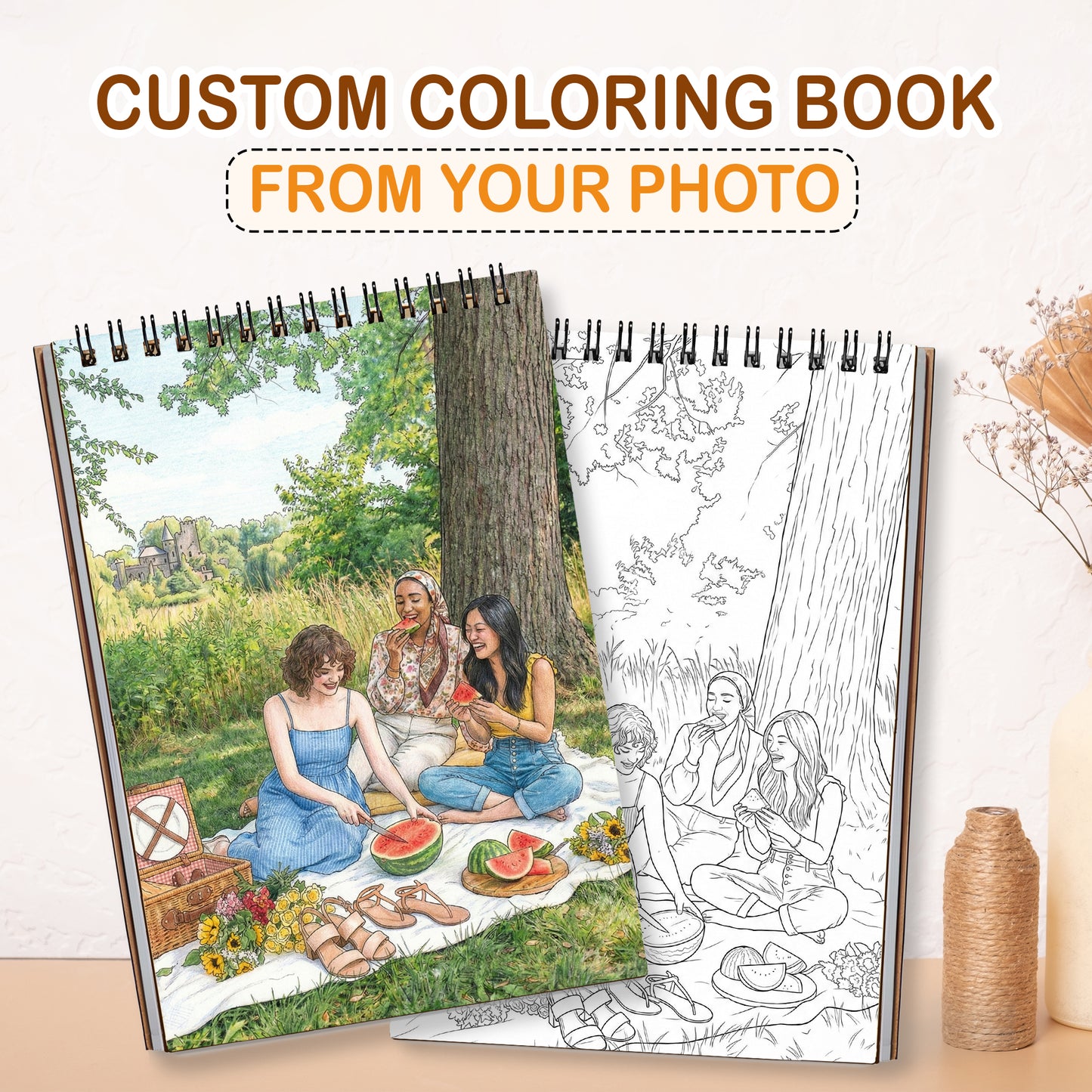 Custom Photo Coloring Book for Besties, Personalized Best Friend Memory Gift
