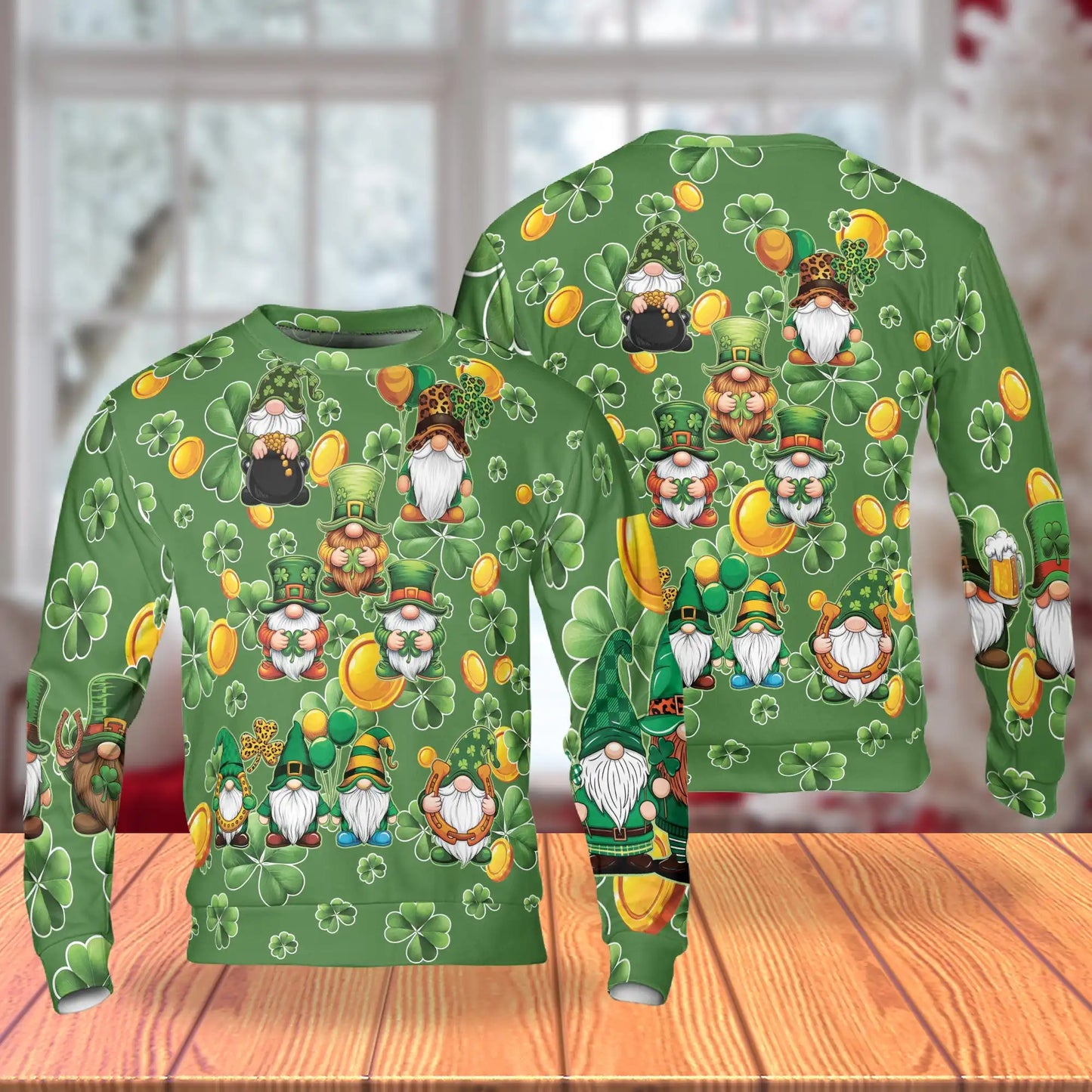 Leprechaun Shamrock Green Sweatshirt, 3D All Over Print St. Patrick's Day Irish Crewneck Pullover for Men Women, Irish Holiday Gift - Netecom