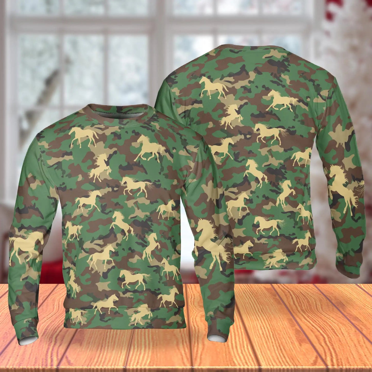 Horse Camo Sweatshirt, 3D All Over Print Camouflage Horse Crewneck Pullover for Men Women, Horse Lover Gift - Netecom