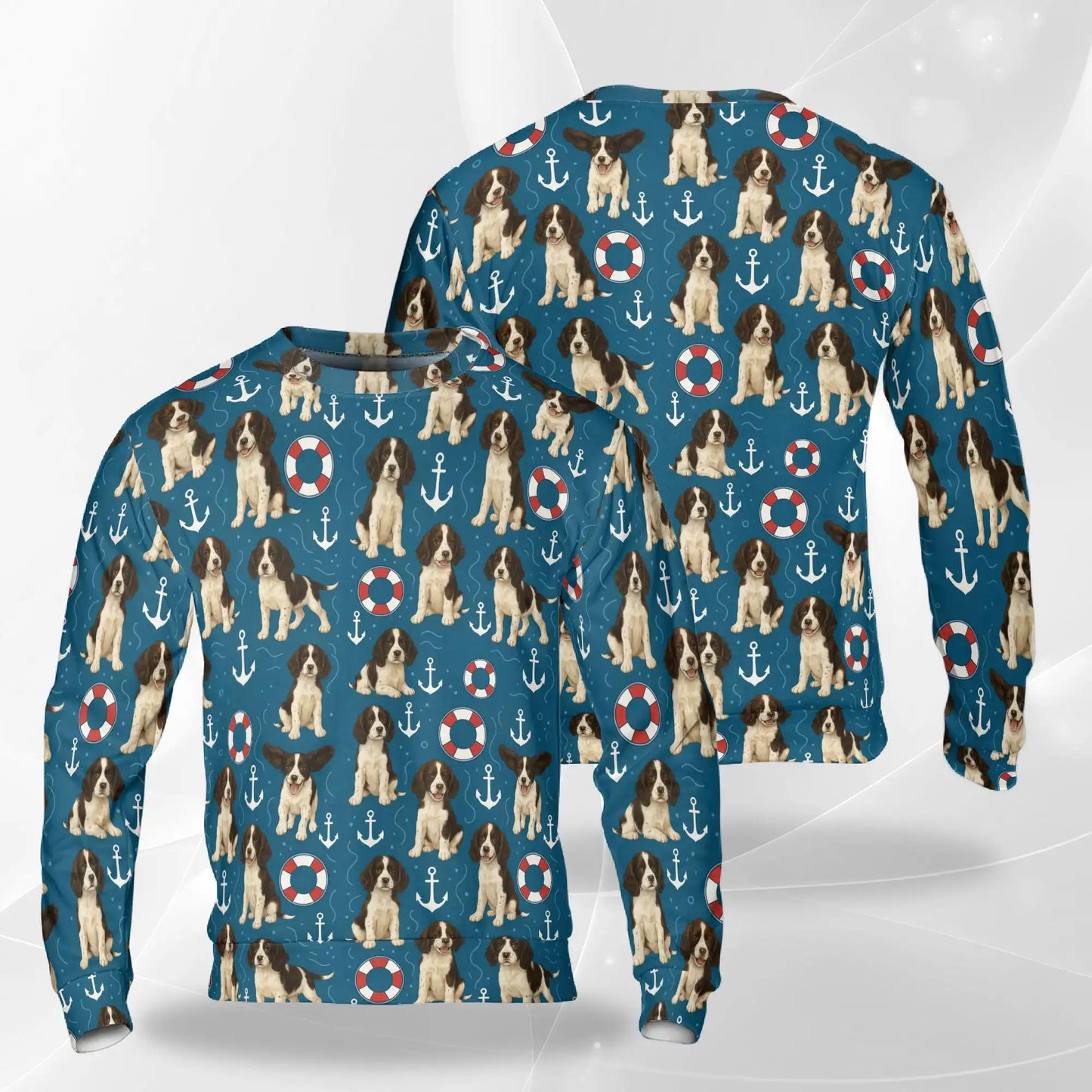English Springer Spaniel Sweatshirt, 3D All Over Print Hunting Dog Crewneck Pullover for Men Women, Springer Spaniel Lover Gift - Netecom