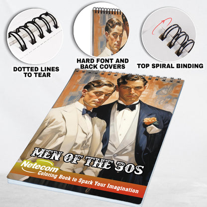 Men Of The 30s Spiral Bound Coloring Book, Discover Classic Elegance with 30 Enchanting Coloring Pages, Unleashing Your Creativity in the World of Men from the 1930s